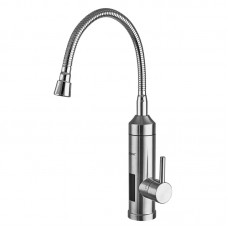 Проточный водонагреватель для кухни нержавеющая сталь с гибким изливом и индикатором температуры 3 кВт ZERIX ELW35-EF (ZX5577)