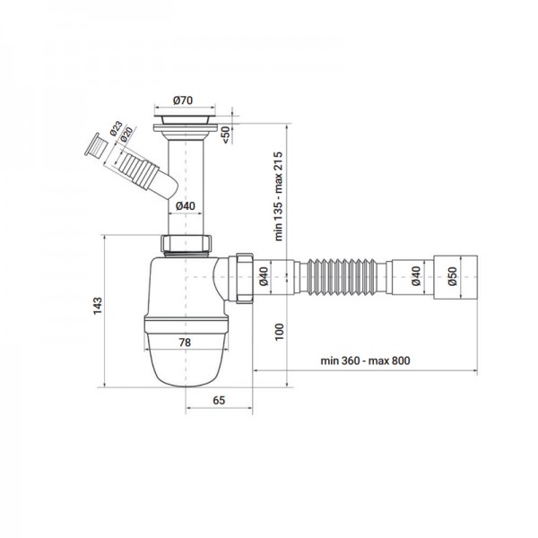 Сифон для раковины с отводом для стиральной машины 1 1/2 х 40/50 ZERIX ZX4949