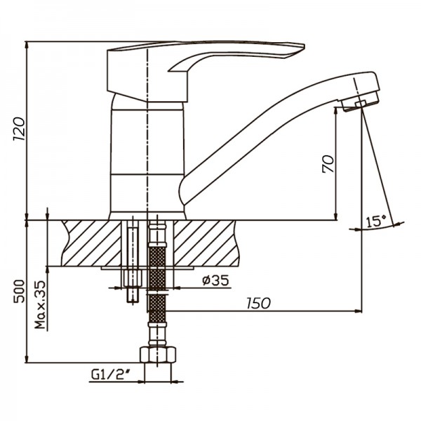 Змішувач для умивальника Haiba Hansberg 004 вилив 15 см HB0191