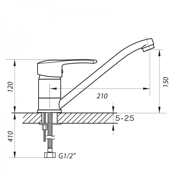 Смеситель для кухни Zerix PAN-A 181 (ZX0054)