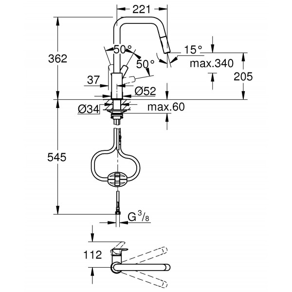 Смеситель для кухни Grohe Eurosmart (30619000)