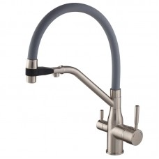 Смеситель для кухни с гибким изливом Mixxus Premium Gravity 021 SS COLOR серый MI6980
