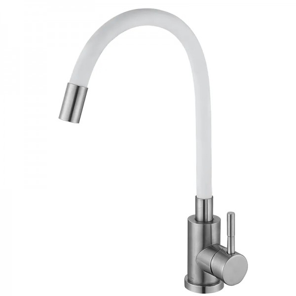 Змішувач для кухні з гнучким виливом Zerix LUX-011 білий ZX4877