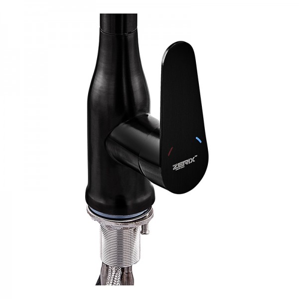 Смеситель для кухни с вытяжной лейкой и подключением к фильтру Zerix PUL-014 черный ZX5035