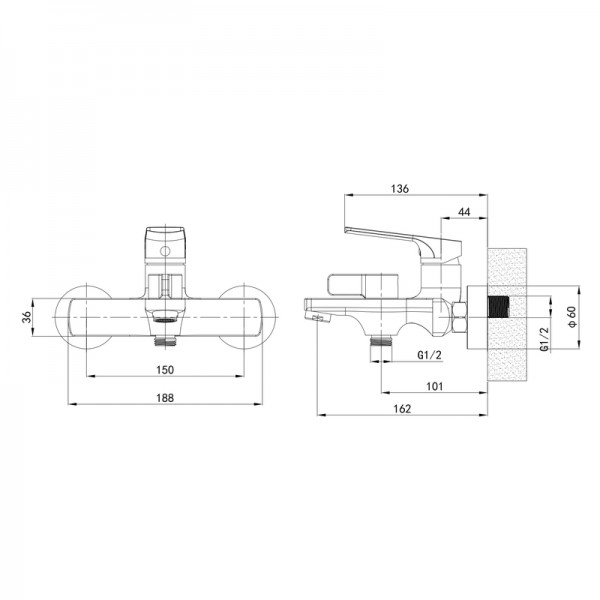 Смеситель для ванны Mixxus Premium MONE 009 графит MI6782