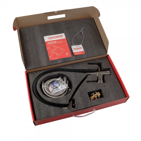 Кухонный смеситель с силиком. изливом и исх. для питьевой воды KOER KB-72003-07 (KR3377)