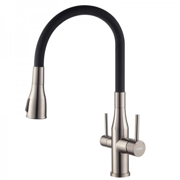 Змішувач для кухні Koer KI-72024-07 з виходом для питної води (нерж. сталь) (KR5013)
