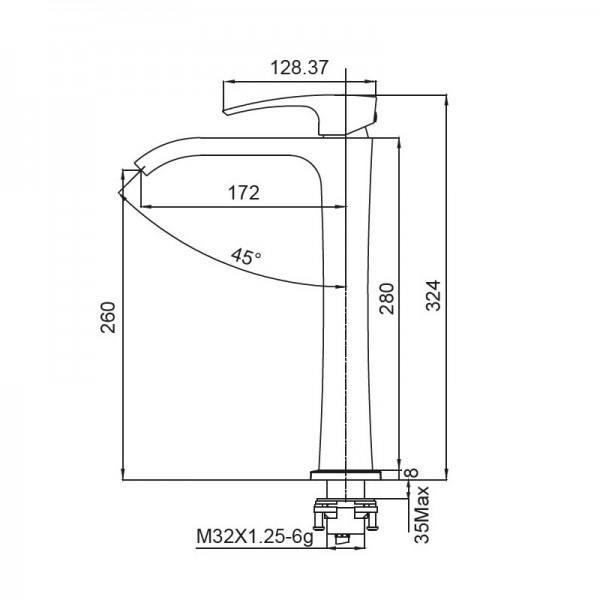 Змішувач для умивальника Koer KB-13007-05 високий чорний KR3445