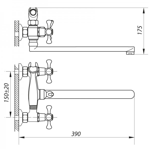 Змішувач для ванни Zerix D4Q 722 з повнооборотною кран-буксою ZX2960