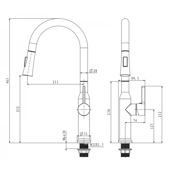 Змішувач для кухні Mixxus Premium PULL 014 графіт MI6959