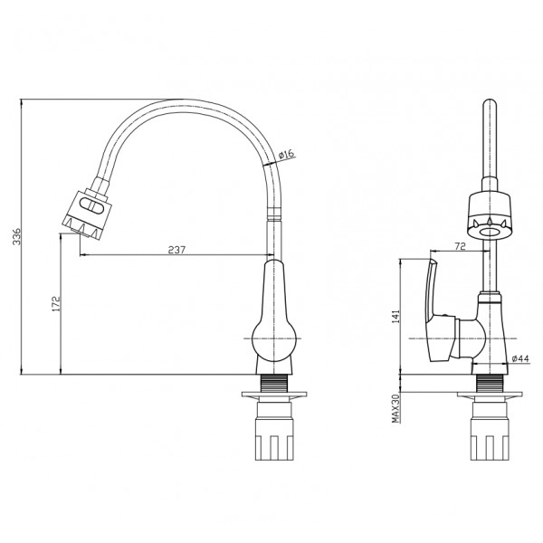 Змішувач для кухні з гнучким виливом Mixxus Pamela 014 MI6265