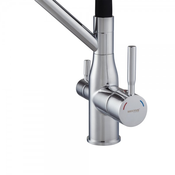 Змішувач для кухні з гнучким виливом Mixxus Premium Gravity 021 чорний MI6977