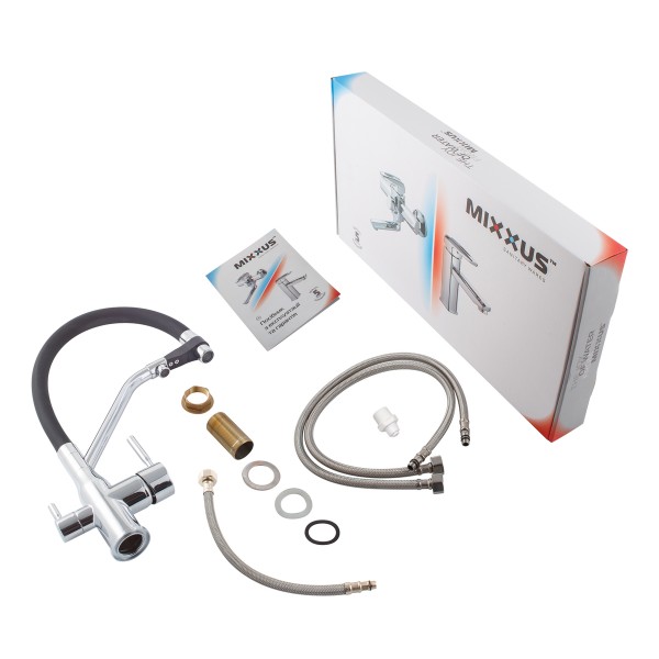 Змішувач для кухні з гнучким виливом Mixxus Premium Gravity 021 чорний MI6977