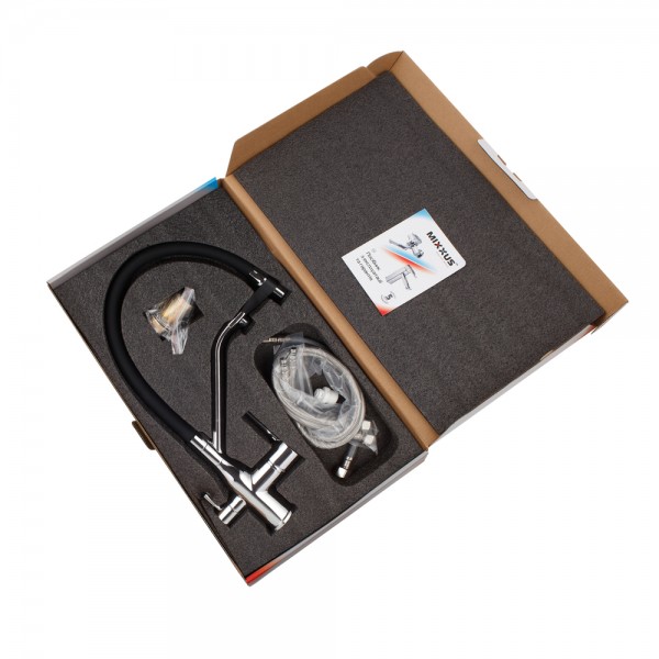 Змішувач для кухні з гнучким виливом Mixxus Premium Gravity 021 чорний MI6977