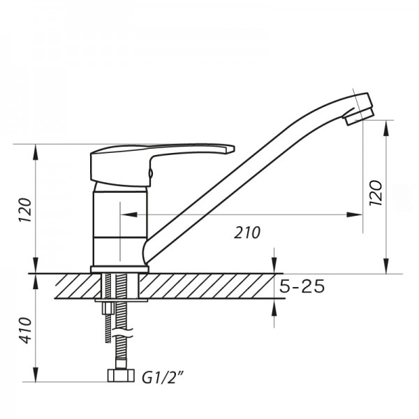 Смеситель для кухни Zerix PED-A 182 (ZX0060)