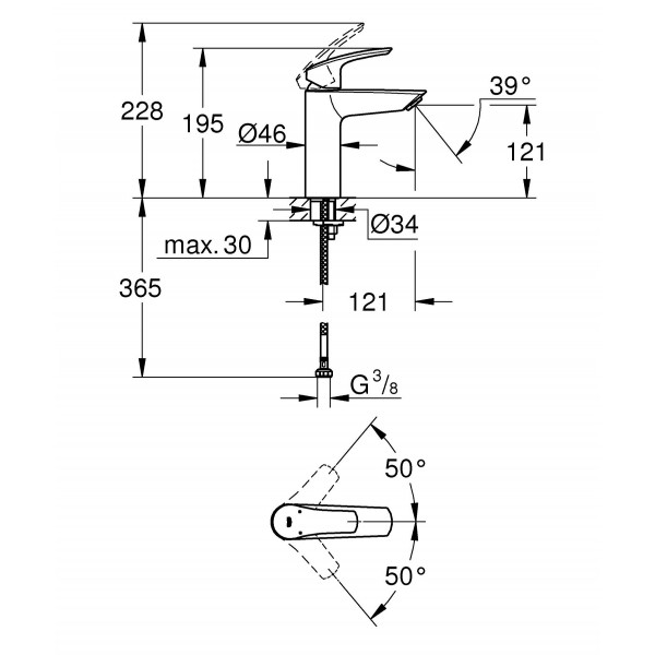 Смеситель для раковины Grohe Eurosmart (черный матовый) (233242433)