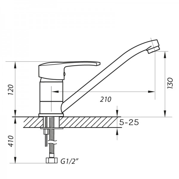 Смеситель для кухни Zerix PAN-A 135 (ZX0053)