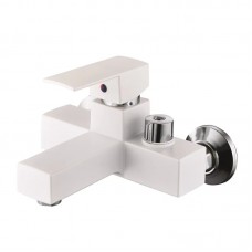 Змішувач для ванни Plamix Kubus-009 EURO SET White (з шлангом, лійкою та кронштейном) (PM0673)