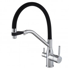 Змішувач для кухні з гнучким виливом Mixxus Premium Gravity 021 чорний MI6977