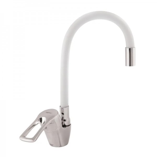 Змішувач для кухні з гнучким виливом Zerix YUB 181 білий ZX1580