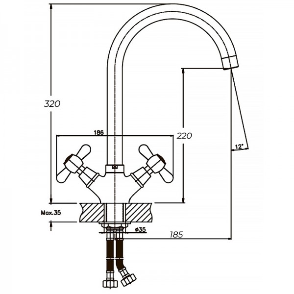 Смеситель для кухни Haiba Dominox 275 HB0091