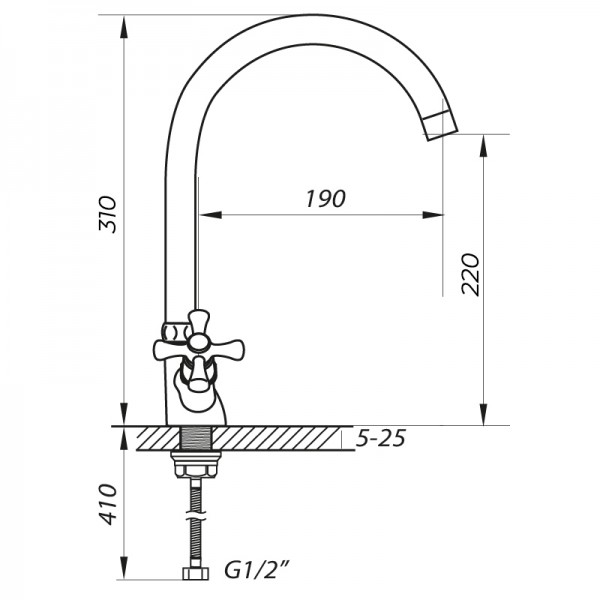 Смеситель для кухни Zerix TLA 722 (ZX0166)