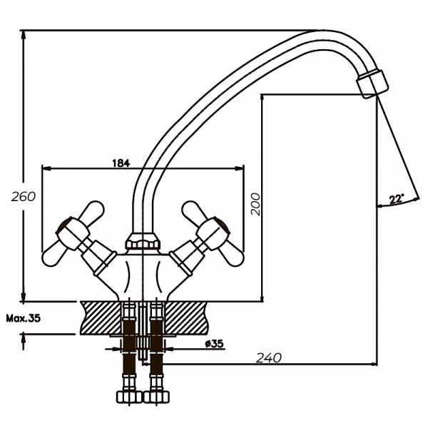 Смеситель для кухни Haiba Dominox 271 (HB0078)