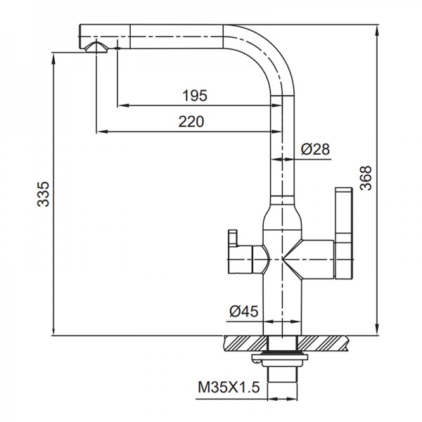 Змішувач для кухні з виходом для питної води Koer KI-72020-02 (з нерж. сталі) (KR4797)