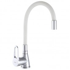 Смеситель для кухни Zerix SOP7 045 с белым гибким изливом (ZX2668)