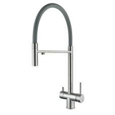 Смеситель для кухни с гибким изливом и подключением к фильтру Zerix KIT-021 серый ZX4861