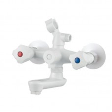 Змішувач для ванни PLAMIX OMEGA-142 EURO SET WHITE (зі шлангом, лійкою та кронштейном) (MX9699)