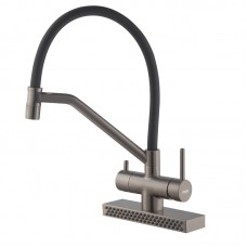 Змішувач для кухні з гнучким виливом, водоспад Koer KB-74027-07 чорний KR5203