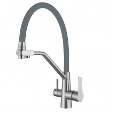 Смеситель для кухни с гибким изливом и подключением к фильтру Mixxus FUL-021 серый MI6020