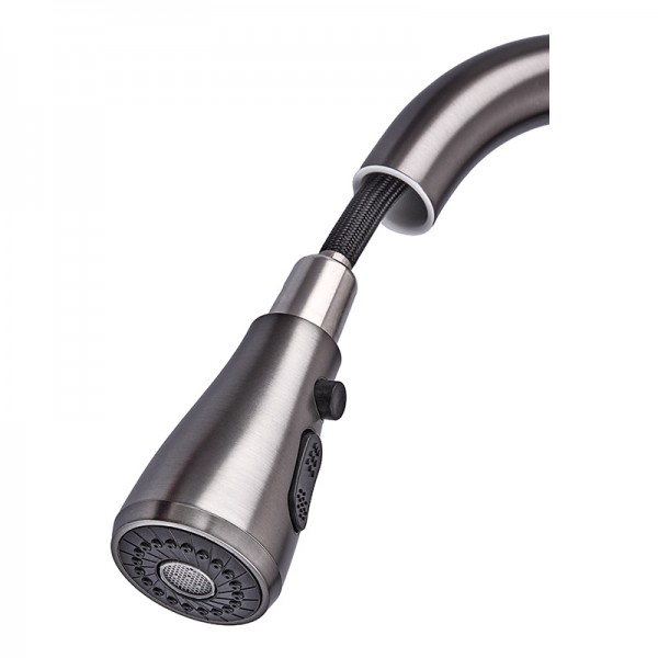 Змішувач для кухні з висувною лійкою Zerix PUL-014 Graphite з нерж. ст. SUS304 (кол. графіт) (ZX503