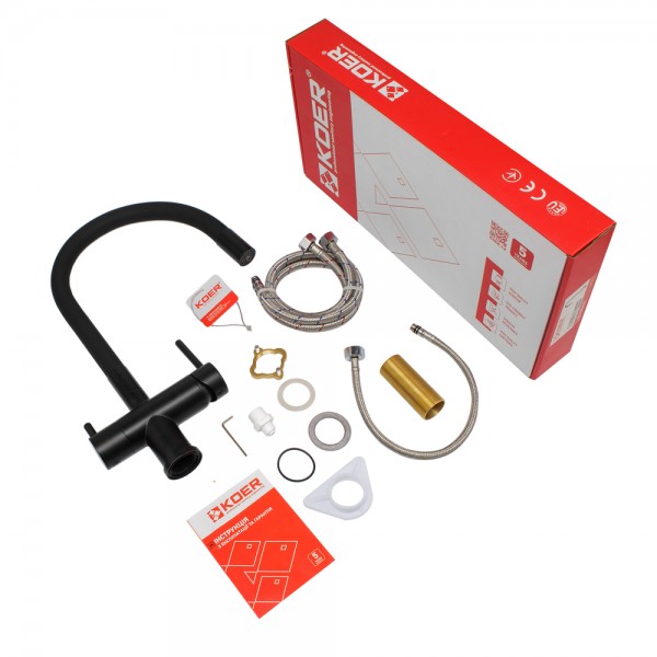 Кухонный смеситель с силиком. изливом и исх. для питьевой воды KOER KB-72002-05 (KR3384)