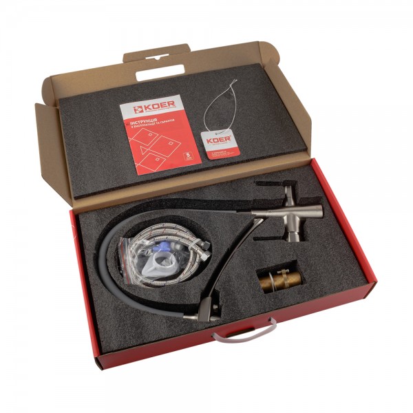 Кухонний змішувач з силік. виливом і вих. для питної води KOER KB-72003-02 (KR3374)