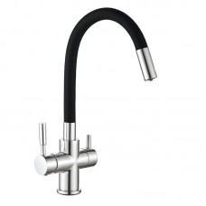 Смеситель для кухни с гибким изливом Mixxus Premium Hans 021 черный MI5934