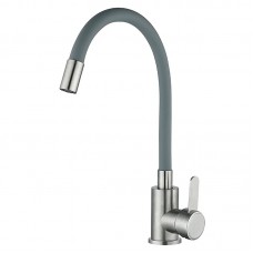 Змішувач для кухні із сірим гнучким виливом Mixxus FAN-011 Refl.Gray (нерж. сталь) (MI6106)