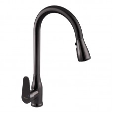 Смеситель для кухни с выдвижной воронкой Zerix PUL-014 Graphite из нерж. ст. SUS304 (кол. графит) (ZX503