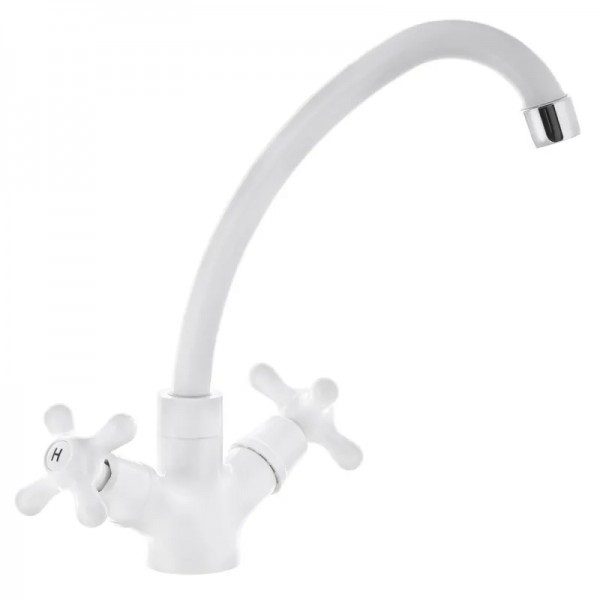 Смеситель для кухни Plamix Amax-271 Белый (с подводкой) (PM0649)
