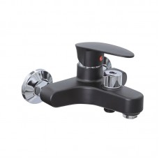 Змішувач для ванни Plamix CEZAR-009 EURO SET Matte black, зі шлангом, лійкою та кронштейном (PM0693