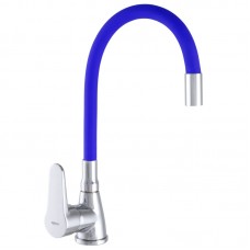 Смеситель для кухни Zerix SOP7 146 с синим гибким изливом (ZX2655)