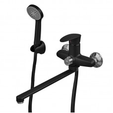 Смеситель для ванны Plamix CEZAR-006 черный матовый со шлангом, лейкой и кронштейном PM0690