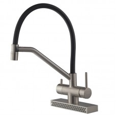 Змішувач для кухні з гнучким виливом, водоспад Koer KB-74027-02 чорний KR5201