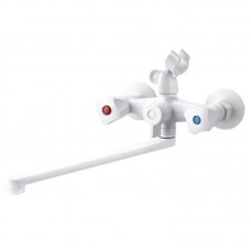 Змішувач для ванни PLAMIX OMEGA-140 EURO SET WHITE (со шлангом, лейкой и кронштейном) (MX9579)