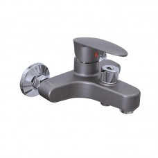 Смеситель для ванны Plamix CEZAR-009 EURO SET Graphite, со шлангом, лейкой и кронштейном (PM0694)