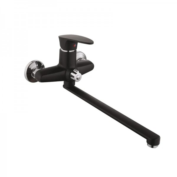 Смеситель для ванны Plamix CEZAR-006 EURO SET Matte black, со шлангом, лейкой и кронштейном (PM0690