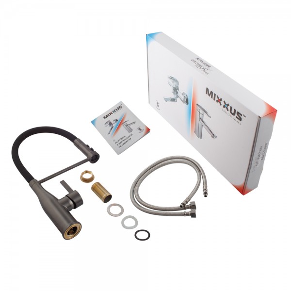 Смеситель для кухни с гибким изливом Mixxus Premium Summer 017 графит MI6962