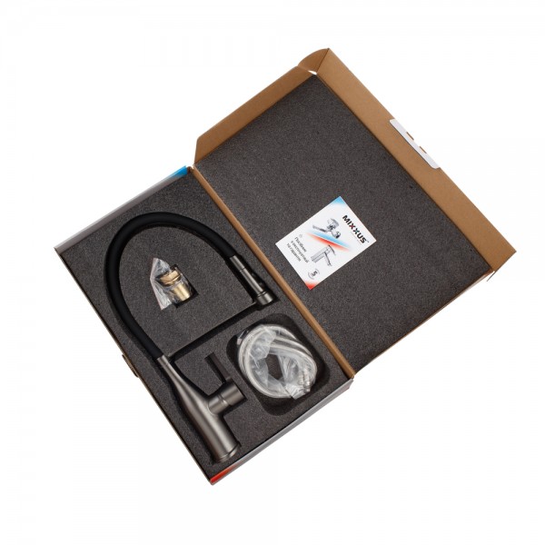 Смеситель для кухни с гибким изливом Mixxus Premium Summer 017 графит MI6962