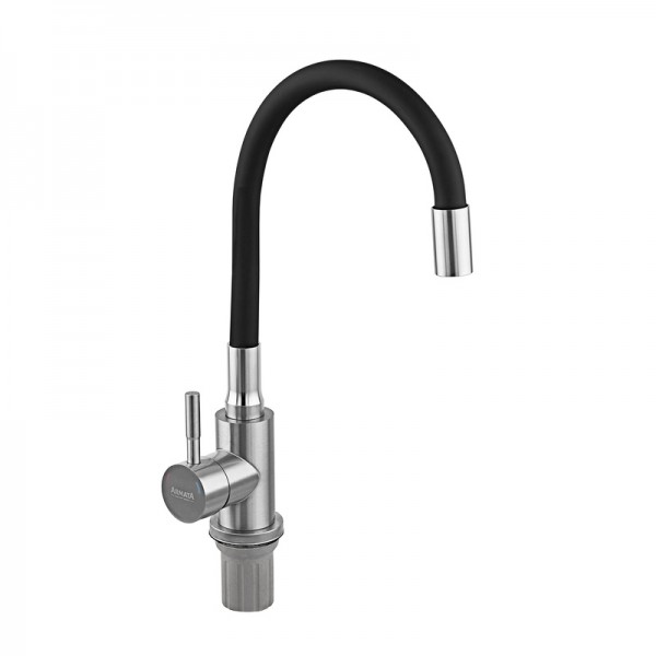 Змішувач для кухні Armata SUS-011 Refl.Black з силік. виливом з нерж. сталі (вил. чорний) (CH6480)